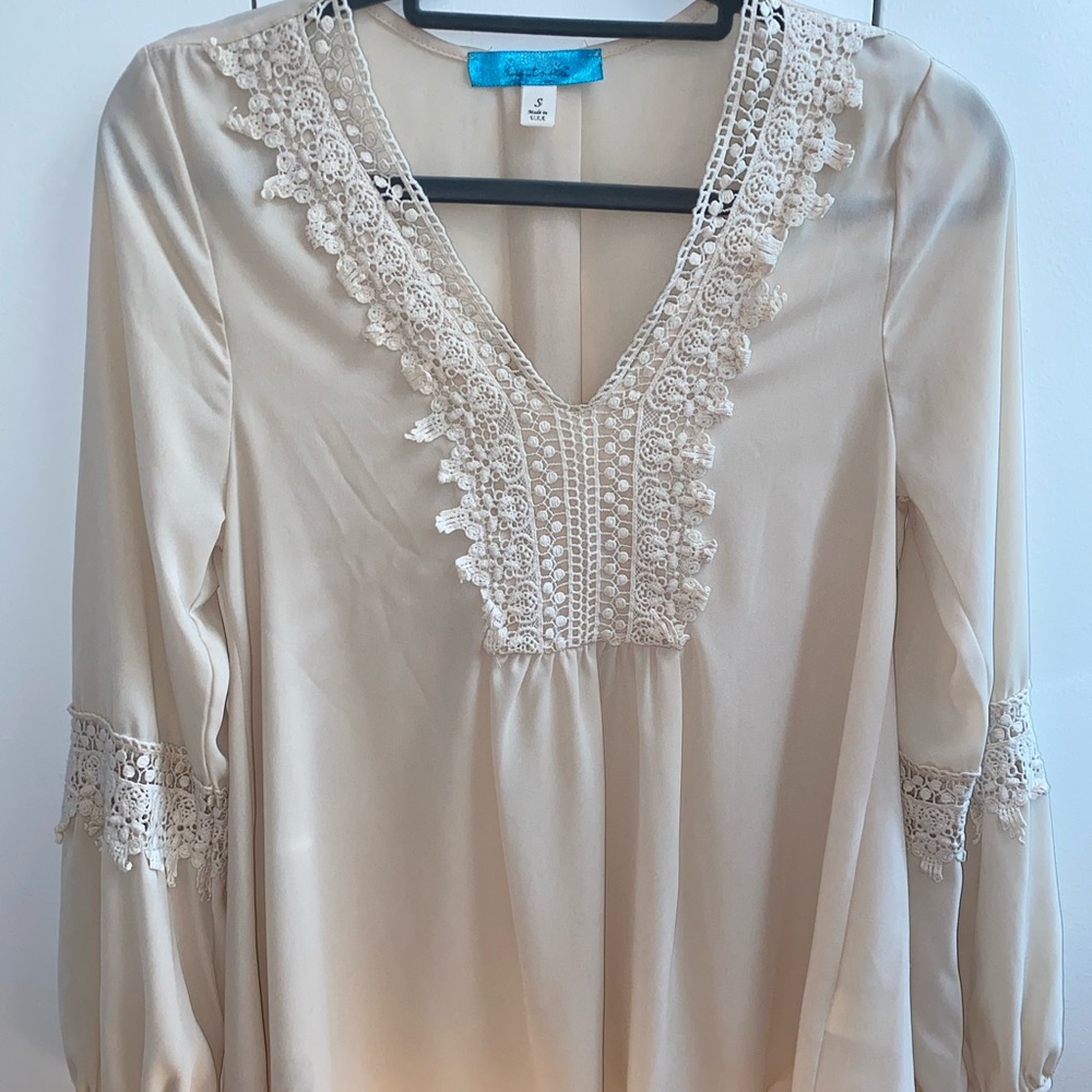 Cream Long-Sleeve Blouse